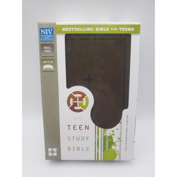 NIV Teen Study Bible Compact Edition Brown Leathersoft Small Print Lay-Flat - Picture 1 of 8